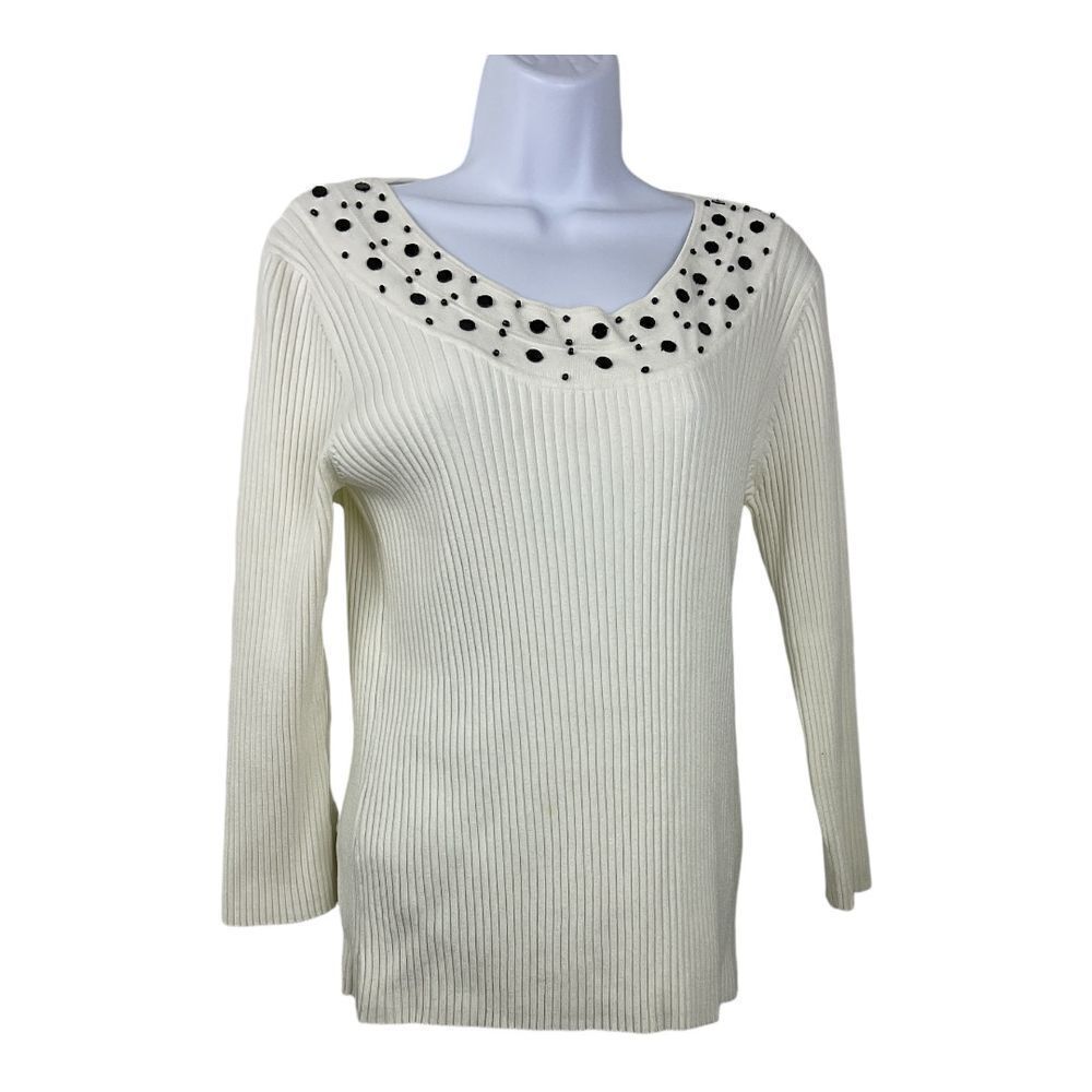 R.Q.T.‎ Sweater Womens Large Beaded Lightweight Soft Cozy Breathable Minimalist